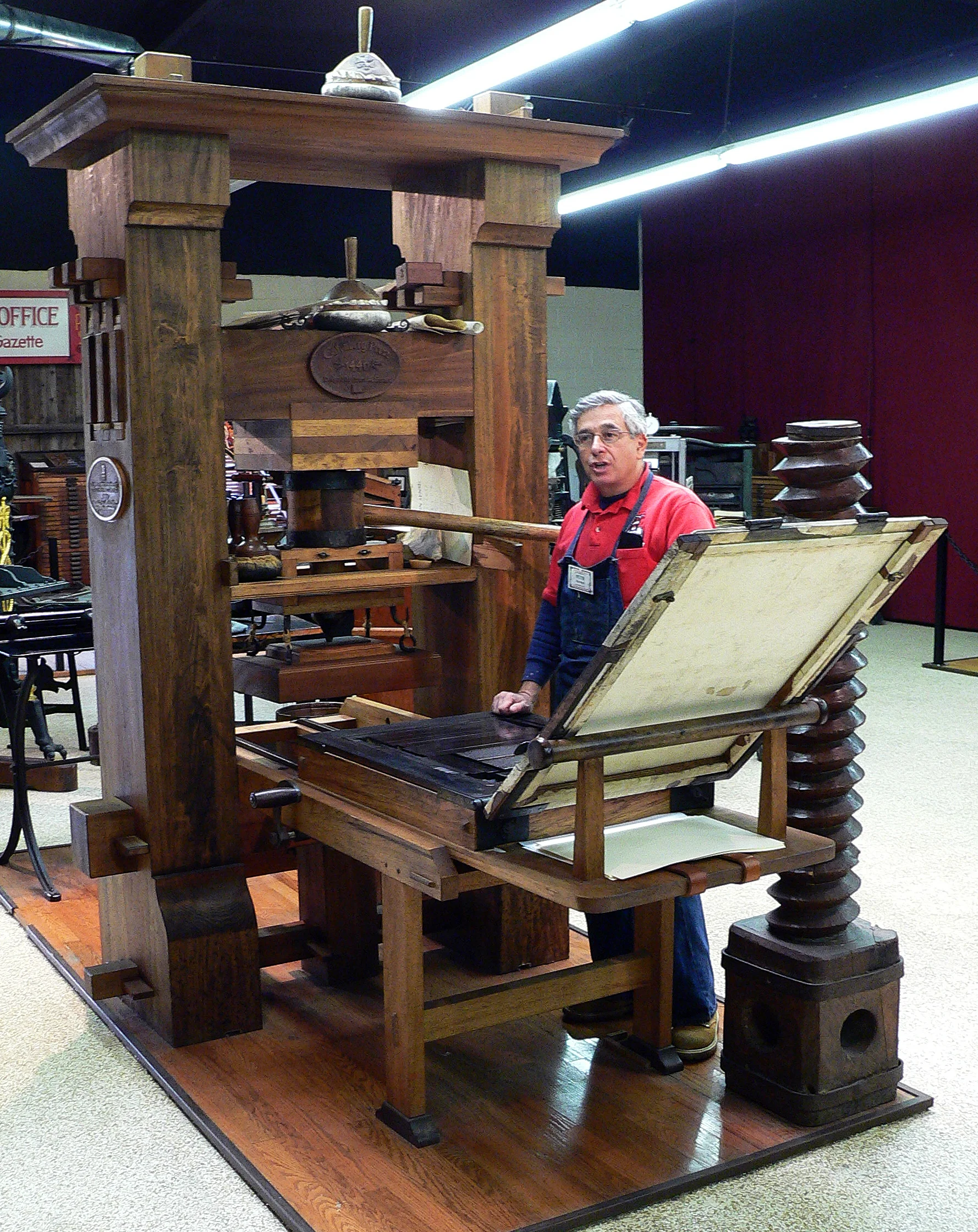 A reconstruction of Gutenberg's printing press, Gutenberg Museum, Mainz.